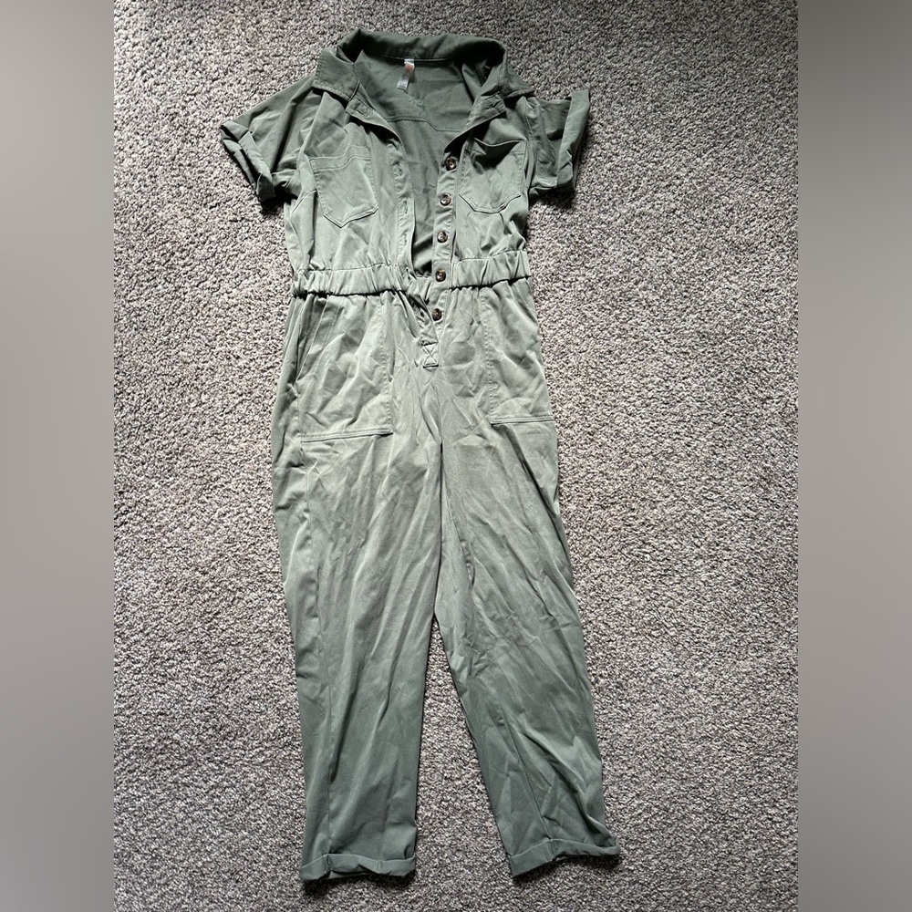 Mono B Army Green Jumpsuit size Medium - Picture 4 of 11